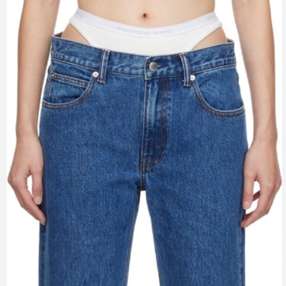 Alexander Wang Loose High Rise Cotton Jeans in Deep Blue